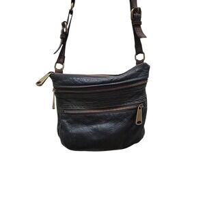 Vintage Fossil Black Leather Handbag Crossbody